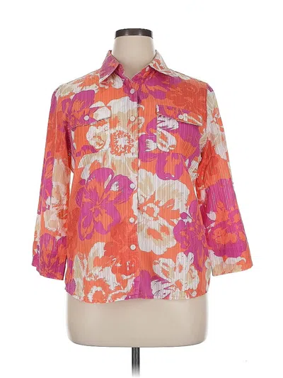 Pre-owned Alfred Dunner 3/4 Sleeve Button Down Shirt In Orange