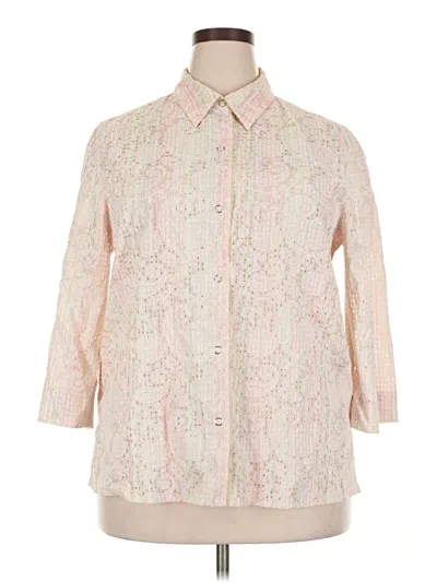 Pre-owned Alfred Dunner 3/4 Sleeve Button Down Shirt In Pink