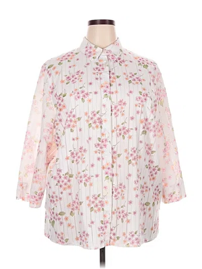 Pre-owned Alfred Dunner 3/4 Sleeve Button Down Shirt In Purple