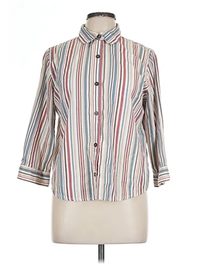 Pre-owned Alfred Dunner 3/4 Sleeve Button Down Shirt In White