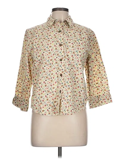 Pre-owned Alfred Dunner 3/4 Sleeve Button Down Shirt In White