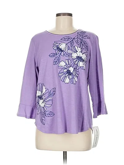 Alfred Dunner 3/4 Sleeve T-shirt In Purple