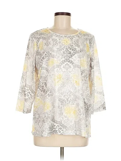 Alfred Dunner 3/4 Sleeve T-shirt In Silver