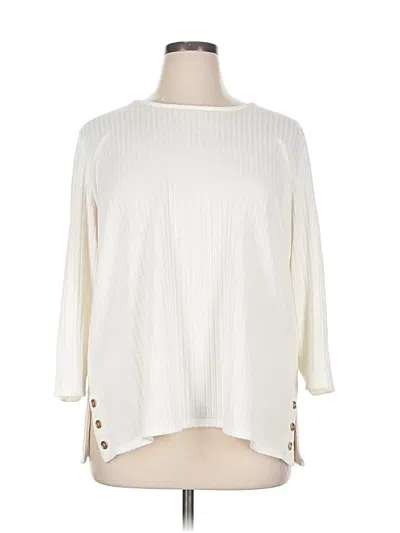 Pre-owned Alfred Dunner 3/4 Sleeve T-shirt In White