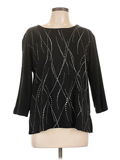 Pre-owned Alfred Dunner 3/4 Sleeve Top Black Boatneck Tops