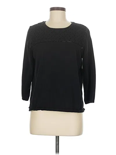 Pre-owned Alfred Dunner 3/4 Sleeve Top Black Crew Neck Tops
