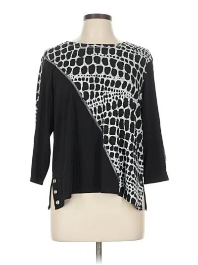 Pre-owned Alfred Dunner 3/4 Sleeve Top Black One Shoulder Neckline Tops