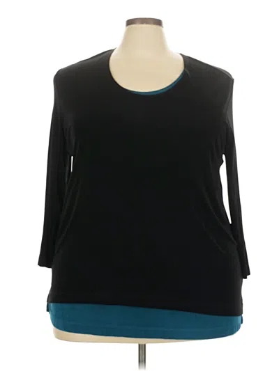 Pre-owned Alfred Dunner 3/4 Sleeve Top Black Scoop Neck Tops