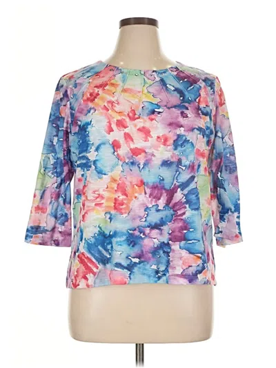 Pre-owned Alfred Dunner 3/4 Sleeve Top Blue Boatneck Tops