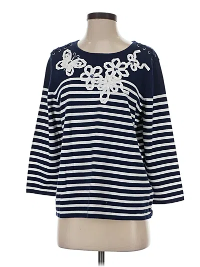Pre-owned Alfred Dunner 3/4 Sleeve Top Blue Boatneck Tops