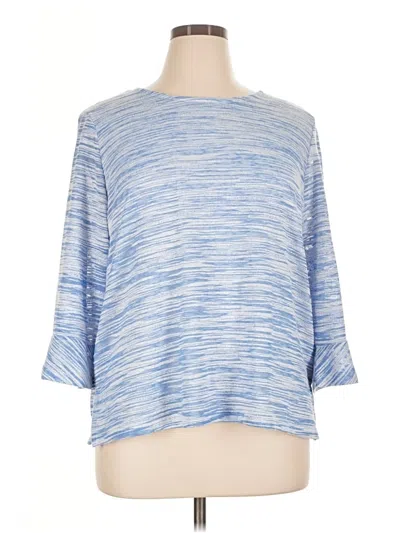 Pre-owned Alfred Dunner 3/4 Sleeve Top Blue Boatneck Tops