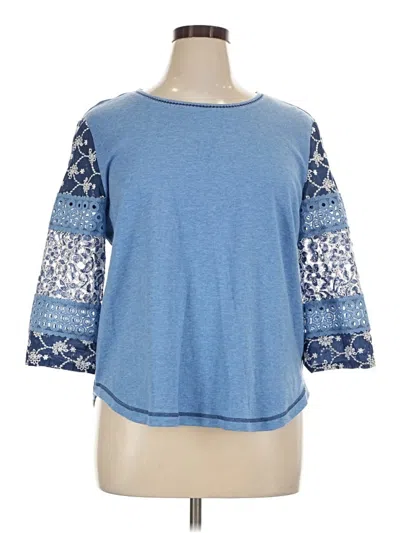 Pre-owned Alfred Dunner 3/4 Sleeve Top Blue Crew Neck Tops