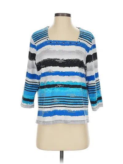 Pre-owned Alfred Dunner 3/4 Sleeve Top Blue Scoop Neck Tops