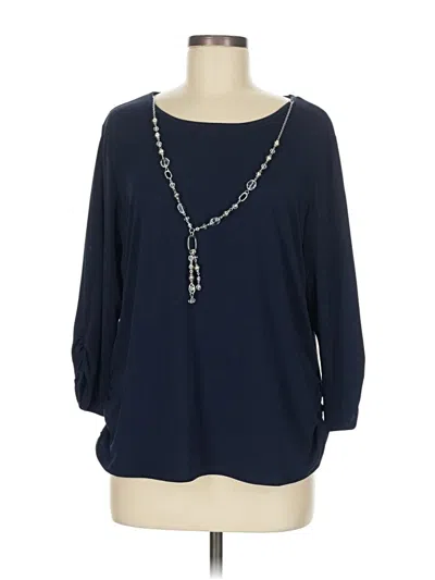 Pre-owned Alfred Dunner 3/4 Sleeve Top Blue Scoop Neck Tops