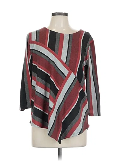 Pre-owned Alfred Dunner 3/4 Sleeve Top Gray Boatneck Tops