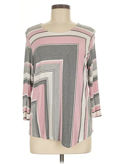 Pre-owned Alfred Dunner 3/4 Sleeve Top Pink Boatneck Tops