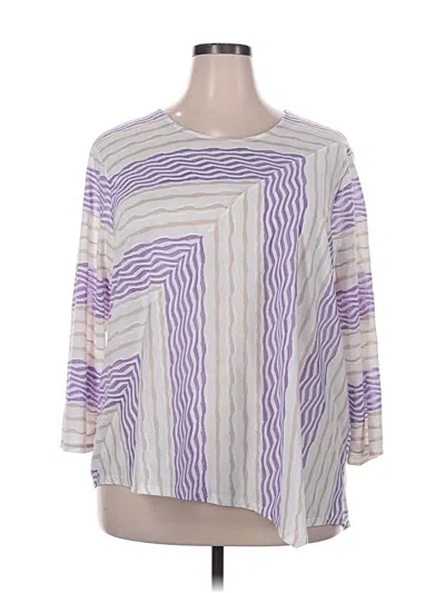 Pre-owned Alfred Dunner 3/4 Sleeve Top Purple Boatneck Tops