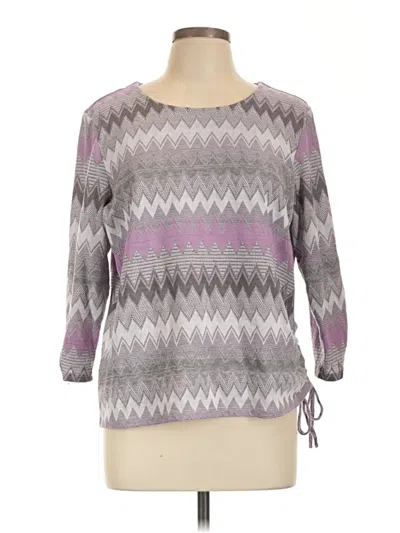 Pre-owned Alfred Dunner 3/4 Sleeve Top Purple Boatneck Tops