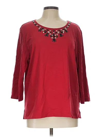 Pre-owned Alfred Dunner 3/4 Sleeve Top Red Scoop Neck Tops