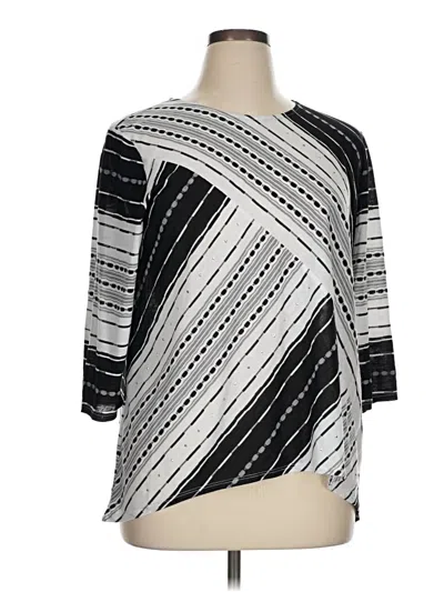 Pre-owned Alfred Dunner 3/4 Sleeve Top Silver Boatneck Tops