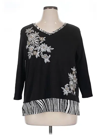 Pre-owned Alfred Dunner 3/4 Sleeve T-shirt In Black