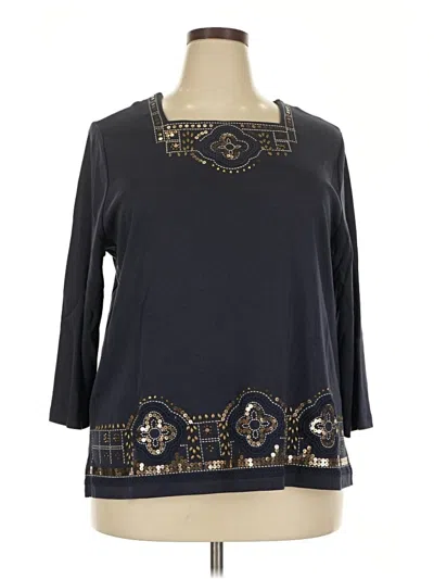 Pre-owned Alfred Dunner 3/4 Sleeve T-shirt In Black