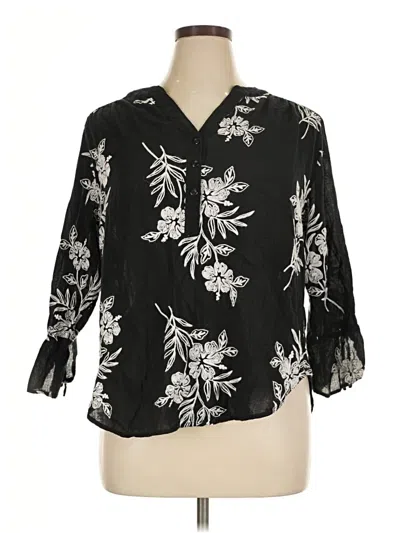 Pre-owned Alfred Dunner 3/4 Sleeve T-shirt In Black