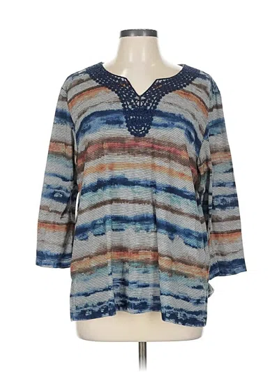 Pre-owned Alfred Dunner 3/4 Sleeve T-shirt In Blue