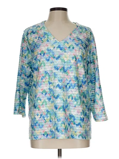 Pre-owned Alfred Dunner 3/4 Sleeve T-shirt In Blue
