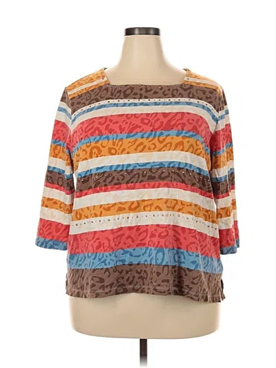 Pre-owned Alfred Dunner 3/4 Sleeve T-shirt In Brown