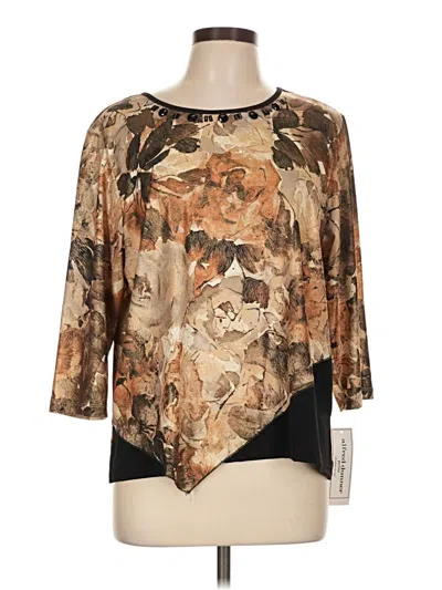 Pre-owned Alfred Dunner 3/4 Sleeve T-shirt In Brown