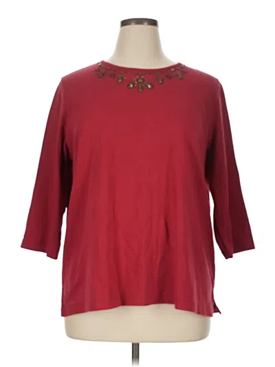 Pre-owned Alfred Dunner 3/4 Sleeve T-shirt In Burgundy