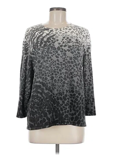 Pre-owned Alfred Dunner 3/4 Sleeve T-shirt In Gray