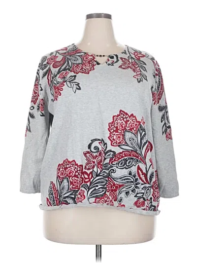 Pre-owned Alfred Dunner 3/4 Sleeve T-shirt In Gray