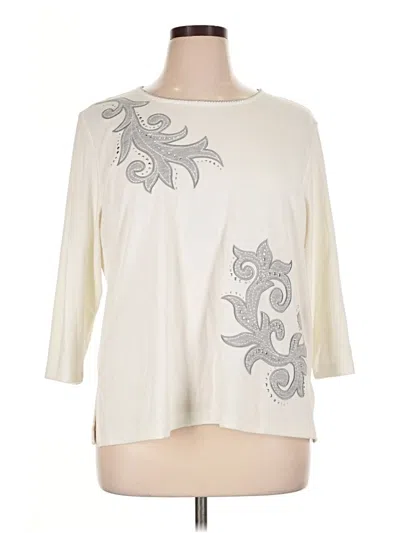 Pre-owned Alfred Dunner 3/4 Sleeve T-shirt In Ivory