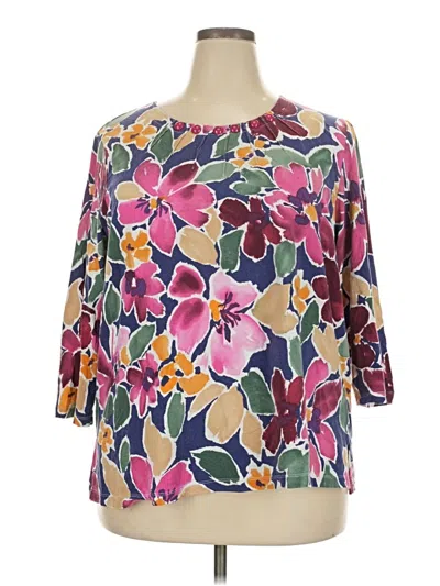 Pre-owned Alfred Dunner 3/4 Sleeve T-shirt In Pink