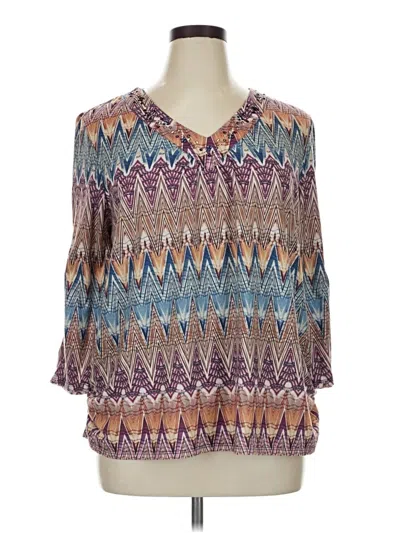 Pre-owned Alfred Dunner 3/4 Sleeve T-shirt In Purple