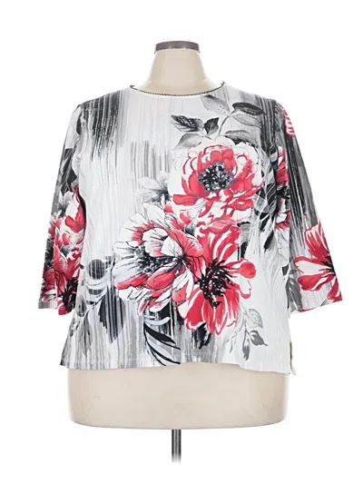 Pre-owned Alfred Dunner 3/4 Sleeve T-shirt In Silver