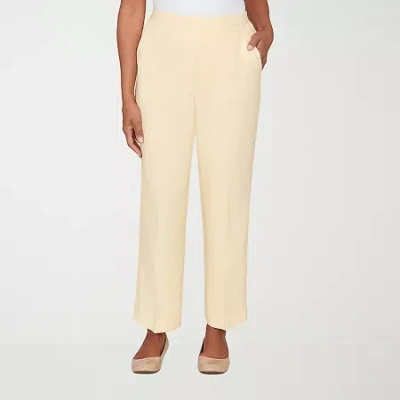 Alfred Dunner Plus Size Al Fresco Tailored Flat Front Short Length Pants In Yellow