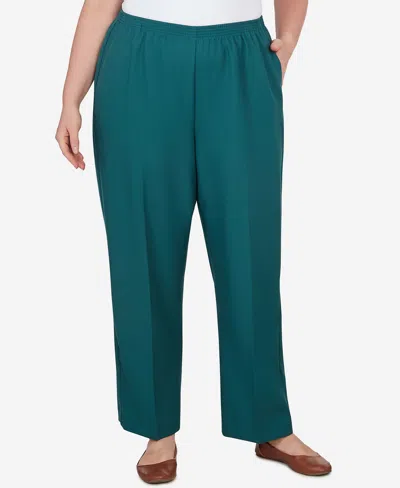 Alfred Dunner Alf Dunner Plus Size Classic Full Elastic Mid Rise Average Length Pant In Pine