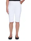 Alfred Dunner Plus Size Parrot Cay Novelty Cuff Tummy Control Capris Pants In White