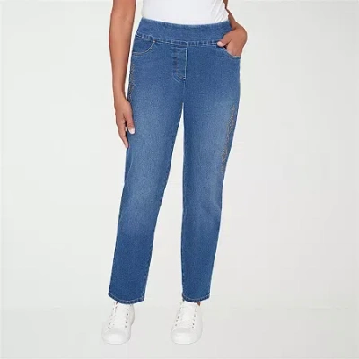 Alfred Dunner Austin Womens Mid Rise Straight Leg Jean In Blue