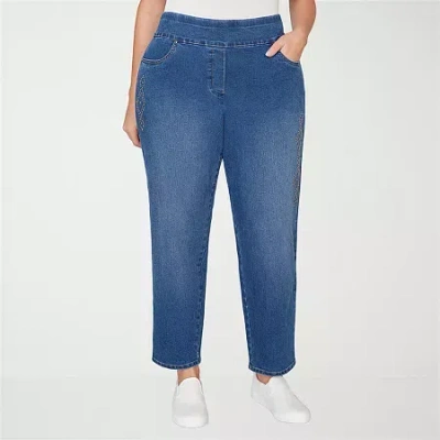Alfred Dunner Austin Womens Mid Rise Straight Leg Jean In Blue
