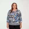 Alfred Dunner Plus Size Barcelona Paisley Knit Top With Necklace In Multi