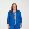 Alfred Dunner Plus Size Barcelona Vertical Animal Print Two In One Sweater In Blue