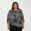 Alfred Dunner Plus Size As Usual Geometric Textured Top With Necklace In Multi