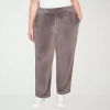Alfred Dunner Calm Luxe Womens Plus Short Straight Mid Rise Lounge Pant In Gray