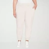 Alfred Dunner Calm Luxe Womens Plus Straight Mid Rise Knit Jogger Pant In White