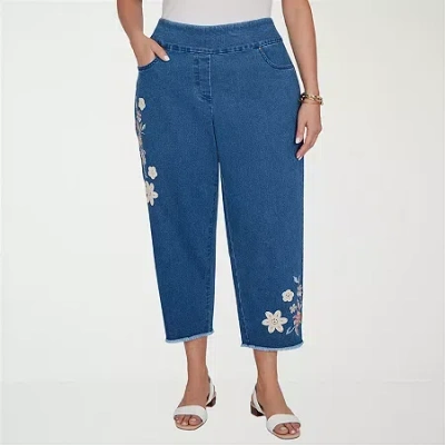 Alfred Dunner Camden Market Womens Ankle Mid Rise Ankle Pant In Blue