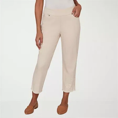 Alfred Dunner Camden Market Womens Straight Mid Rise Pull-on Pant In White